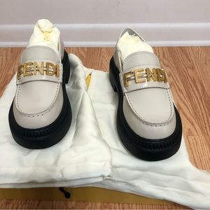 Fendi Cream and Black Loafers